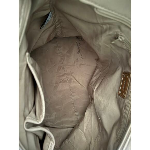 Nine West pastel pink tote with bold chained design front pocket. - Picture 9 of 9